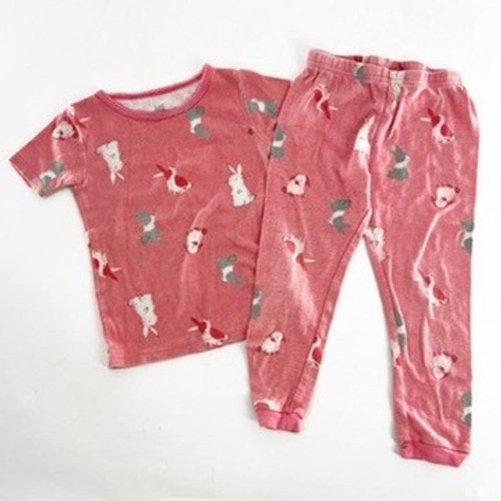 Just‎ One You Carter's Pink Bunny Rabbit Pajama Set Kids 2T Cotton